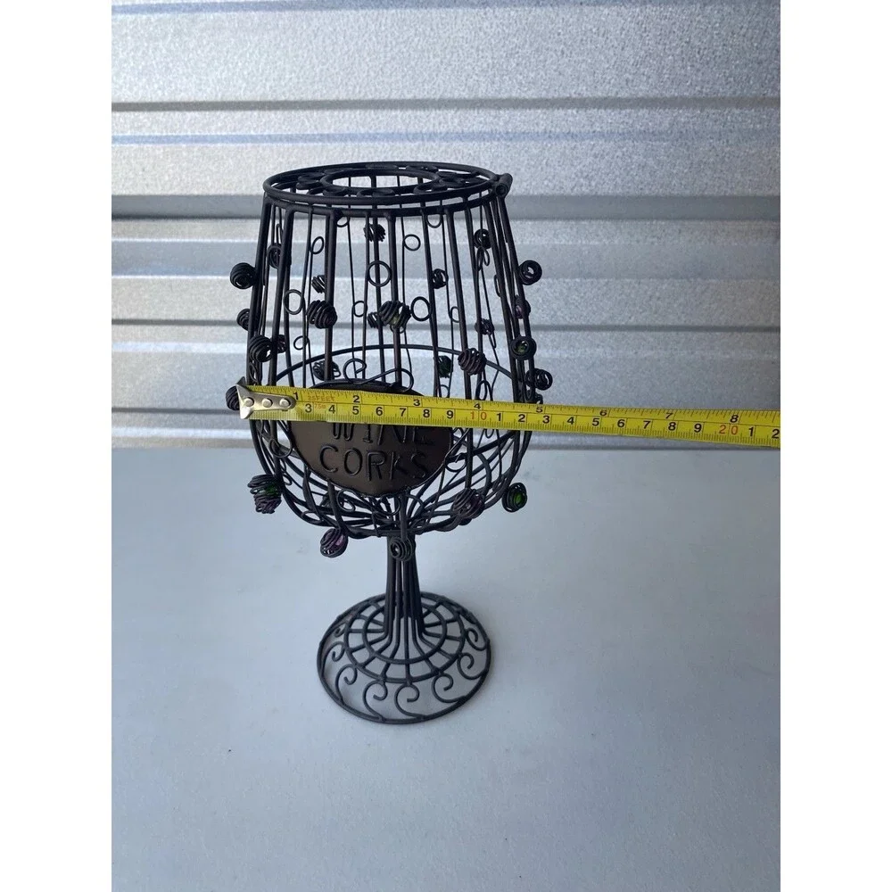 Epic Products Wine Glass Cork Cage Holder Metal Wire Purple Green Beads